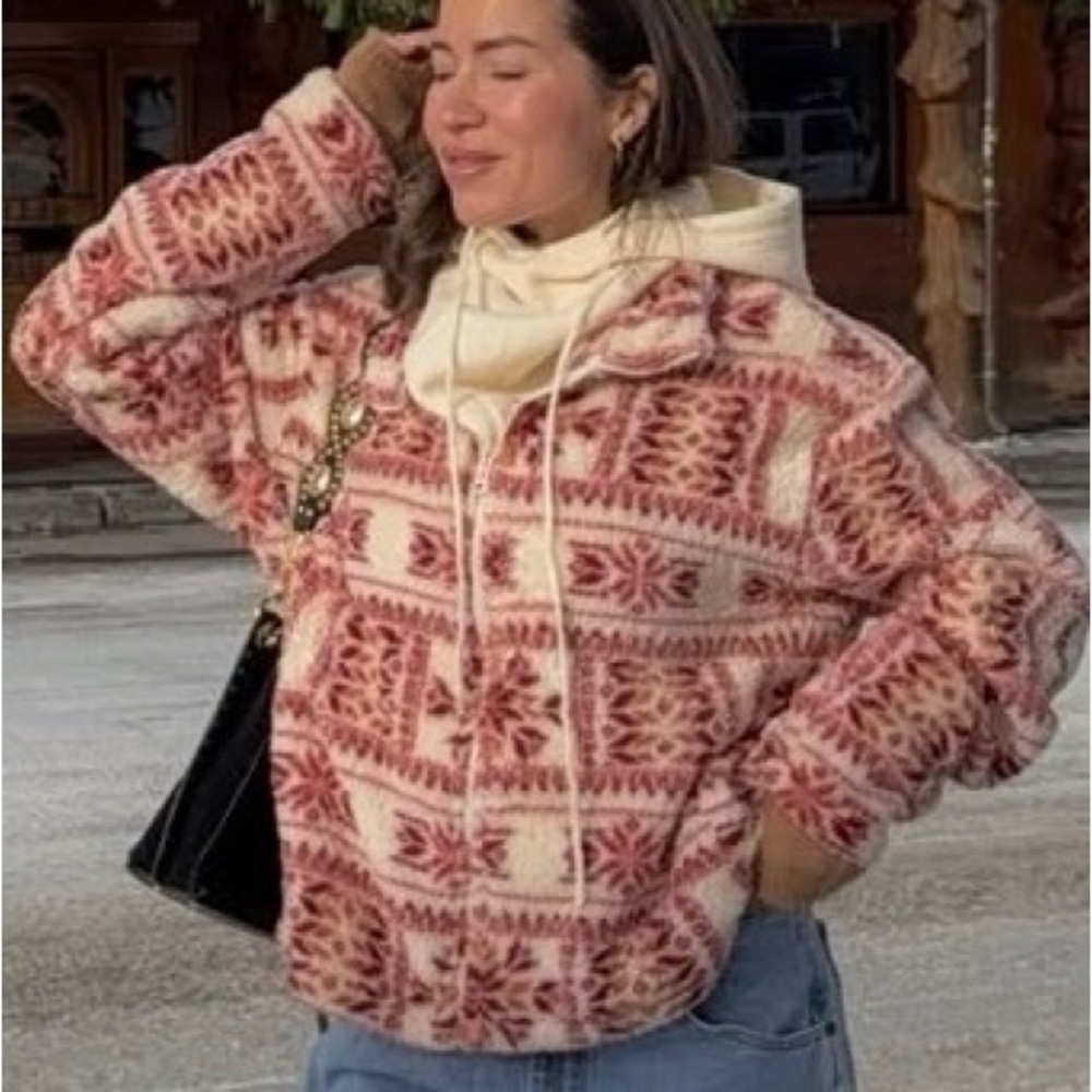 Lucky Brand Aztec Print Sherpa Full Zip Jacket Size XL